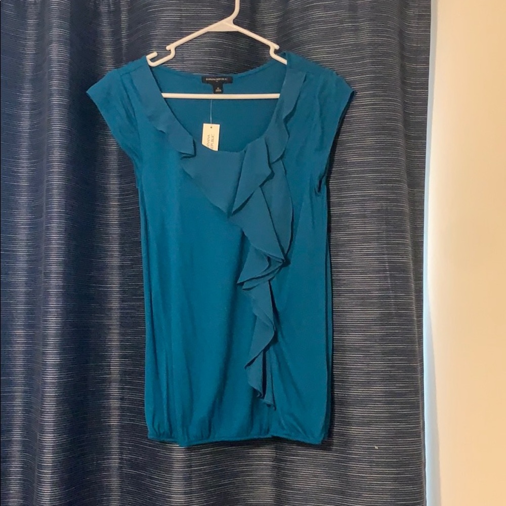 Ruffle Front Cap Sleeve Blouse